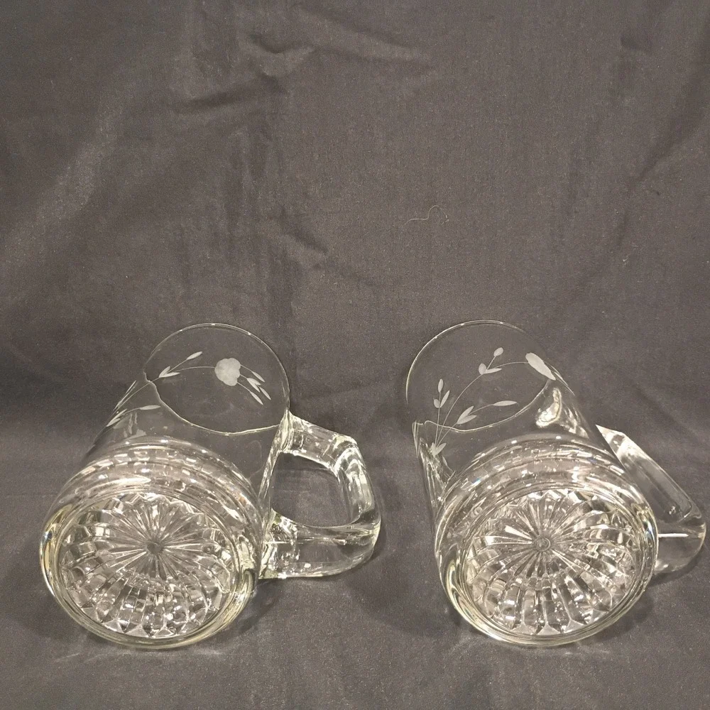Vintage Princess House Crystal Heritage Set of 2 Beer Mugs 5.5 inches #412